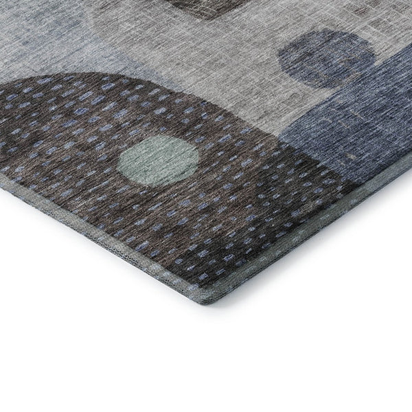 HomeRoots 9' X 12' Stylish Blue Gray & Silver Geometric Area Rug - Washable, UV Protected for Everyday Use 684797