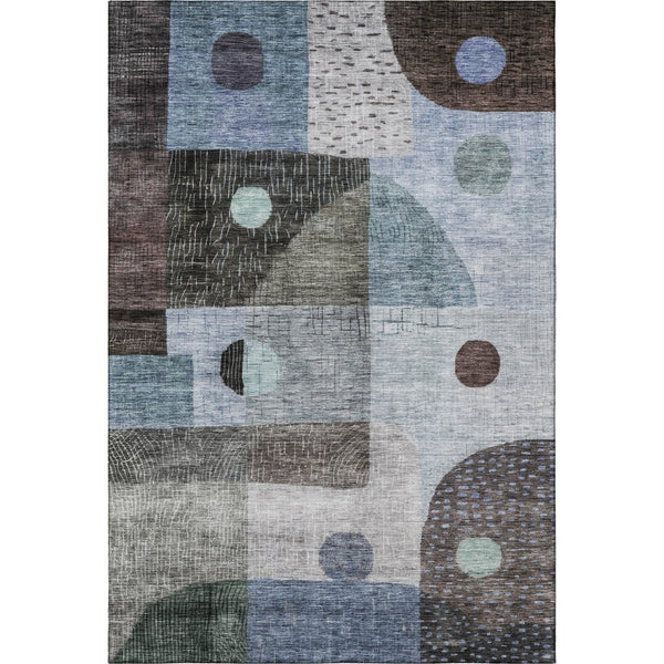 HomeRoots 9' X 12' Stylish Blue Gray & Silver Geometric Area Rug - Washable, UV Protected for Everyday Use 684797