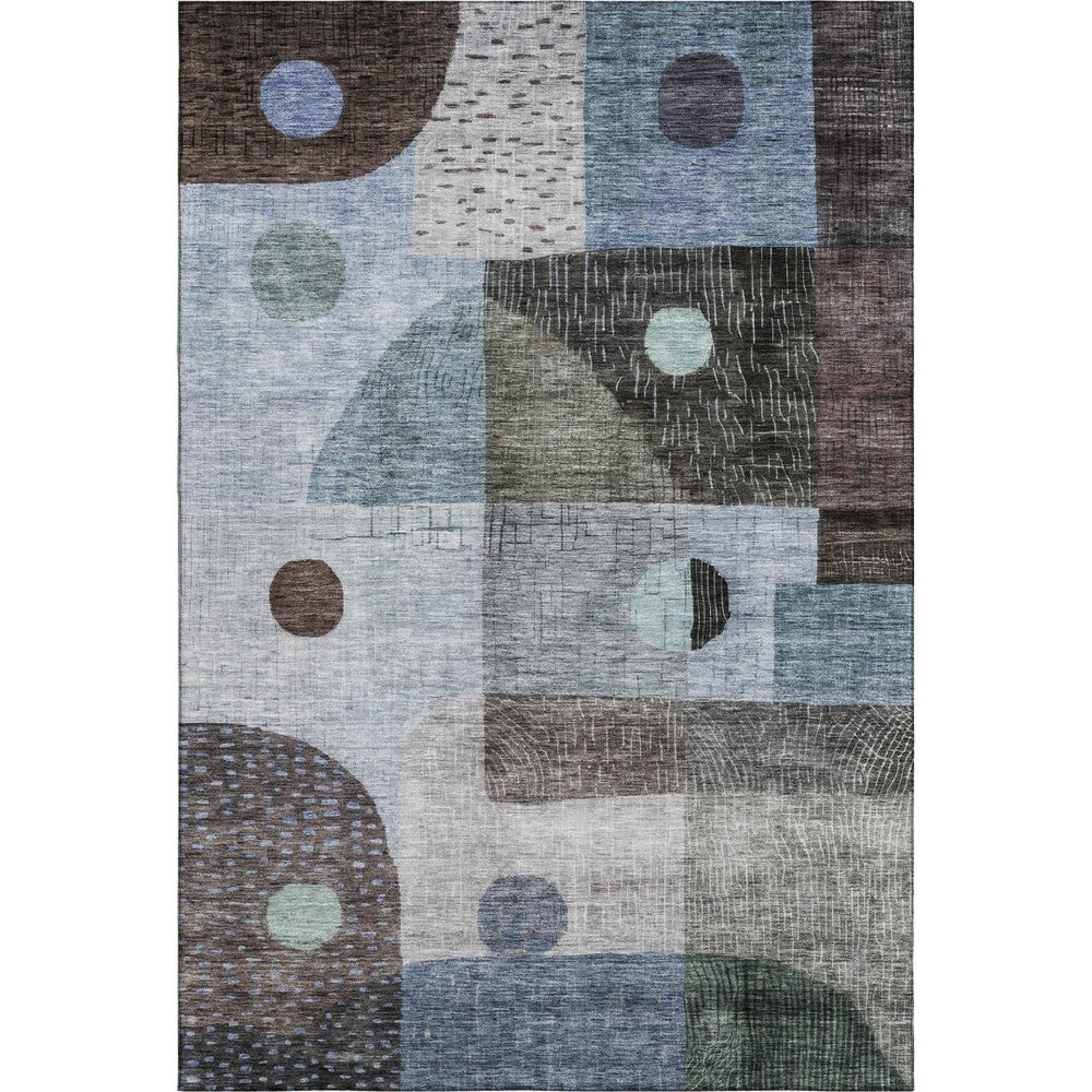 HomeRoots 10' Blue Gray & Silver Geometric Washable Area Rug – UV Protected, Stain Resistant & Stylish Design 684798