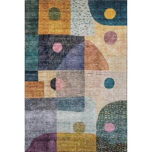 HomeRoots 8' X 10' Vibrant Geometric Washable Area Rug with UV Protection - Perfect for Modern Homes & Families! 684802