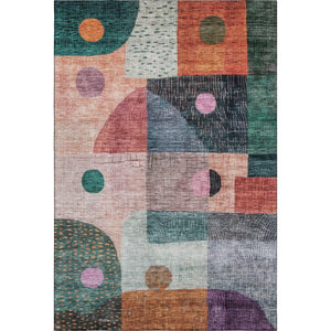 HomeRoots 10' Vibrant Orange, Teal & Purple Geometric Washable Area Rug with UV Protection for Any Space 684816