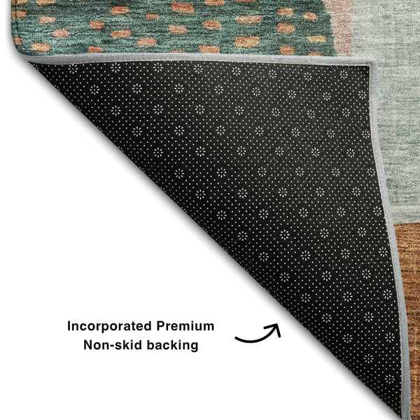 HomeRoots 10' Vibrant Orange, Teal & Purple Geometric Washable Area Rug with UV Protection for Any Space 684816