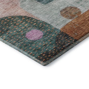 HomeRoots 10' Vibrant Orange, Teal & Purple Geometric Washable Area Rug with UV Protection for Any Space 684816