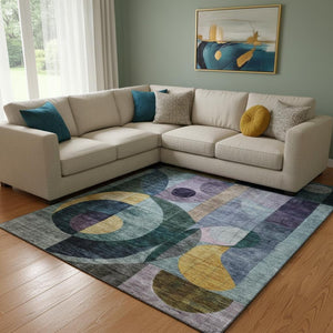 HomeRoots 8' X 10' Colorful Abstract Geometric Area Rug - Washable, Stain-Resistant, UV Protected for Homes 684820
