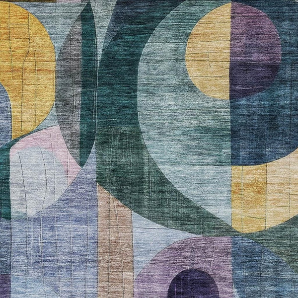 HomeRoots 8' X 10' Colorful Abstract Geometric Area Rug - Washable, Stain-Resistant, UV Protected for Homes 684820