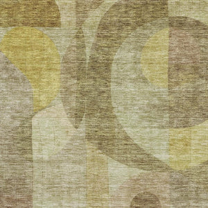 HomeRoots 8' X 10' Washable Wheat Beige & Gold Abstract Geometric Area Rug with UV Protection for Busy Homes 684826