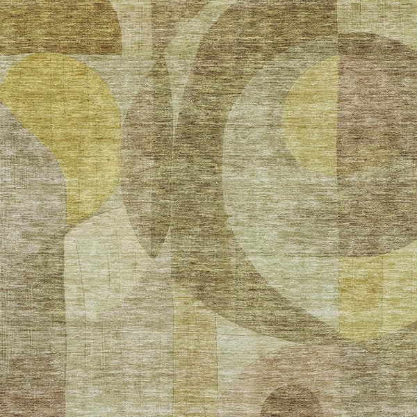 HomeRoots 8' X 10' Washable Wheat Beige & Gold Abstract Geometric Area Rug with UV Protection for Busy Homes 684826