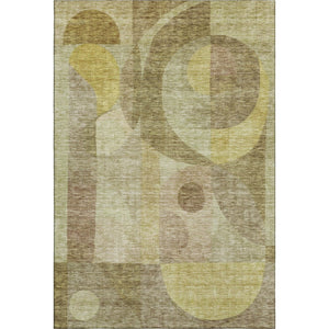 HomeRoots 9' X 12' Wheat Beige & Gold Abstract Geometric Area Rug - Washable, Stain Resistant, UV Protected 684827