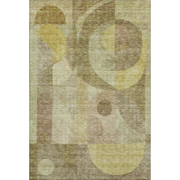 HomeRoots 9' X 12' Wheat Beige & Gold Abstract Geometric Area Rug - Washable, Stain Resistant, UV Protected 684827