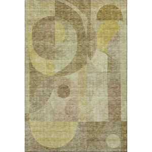 HomeRoots 9' X 12' Wheat Beige & Gold Abstract Geometric Area Rug - Washable, Stain Resistant, UV Protected 684827