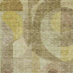 HomeRoots 10' Wheat Beige and Gold Abstract Geometric Washable Area Rug – Durable, UV-Protected, Noise-Reducing! 684828