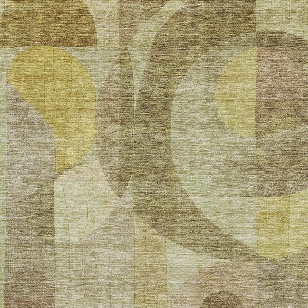 HomeRoots 10' Wheat Beige and Gold Abstract Geometric Washable Area Rug – Durable, UV-Protected, Noise-Reducing! 684828