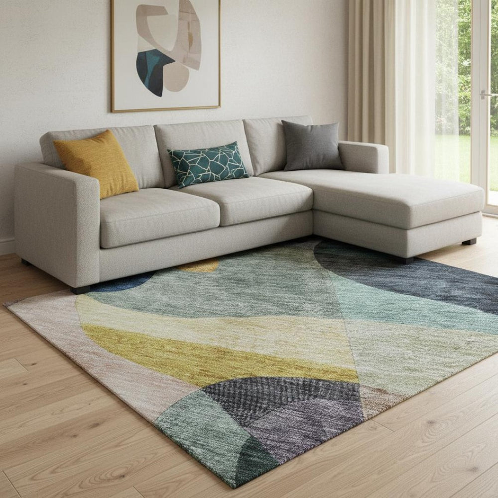 HomeRoots 8' X 10' Bold Abstract Geometric Area Rug in Vibrant Colors - Washable, UV Protected & Stain Resistant 684832