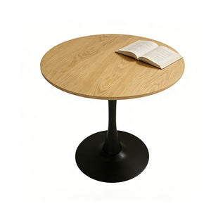 English Elm (natural Wood Tone) Round Mdf Dining Table Steel Tulip Base Mid Century Modern Small Space W2641P460057