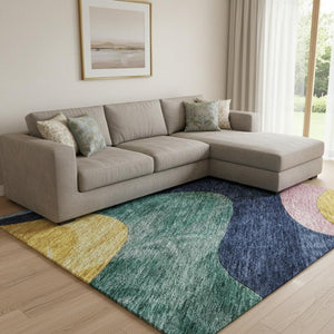 HomeRoots 8' X 10' Colorful Abstract Washable Area Rug with UV Protection – Perfect for Family Homes & Pets! 684844