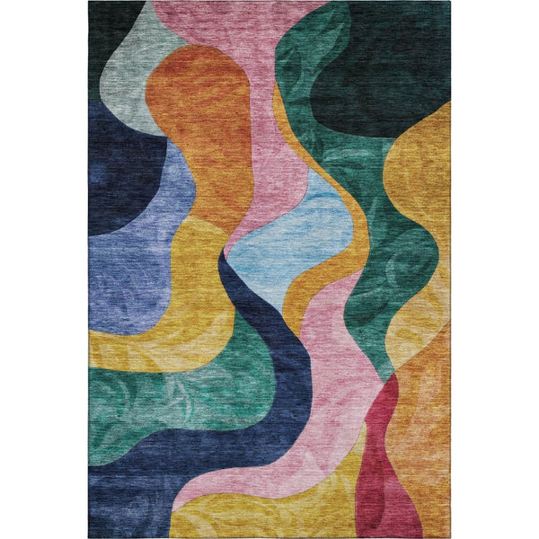 HomeRoots 10' Colorful Abstract Area Rug - Washable, UV-Protected, Durable Polyester for Busy Homes & Kids 684846