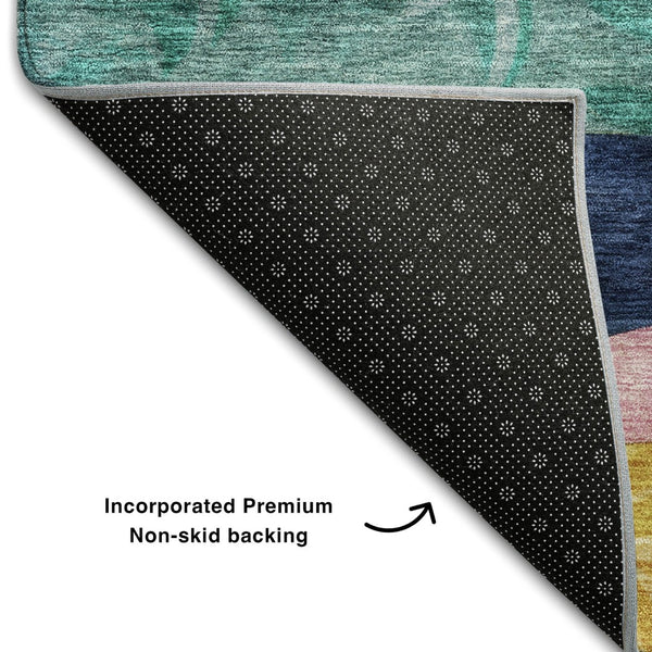 HomeRoots 10' Colorful Abstract Area Rug - Washable, UV-Protected, Durable Polyester for Busy Homes & Kids 684846
