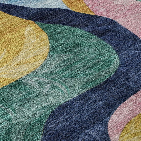 HomeRoots 10' Colorful Abstract Area Rug - Washable, UV-Protected, Durable Polyester for Busy Homes & Kids 684846