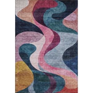 HomeRoots 8' X 10' Colorful Abstract Area Rug - Washable, Stain-Resistant, UV Protected for Modern Spaces 684850