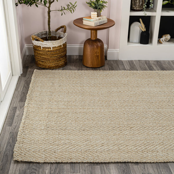 HomeRoots 4' X 6' Ivory Jute Handmade Area Rug - Durable, Elegant Design for Cozy Spaces & High-Traffic Areas 684855