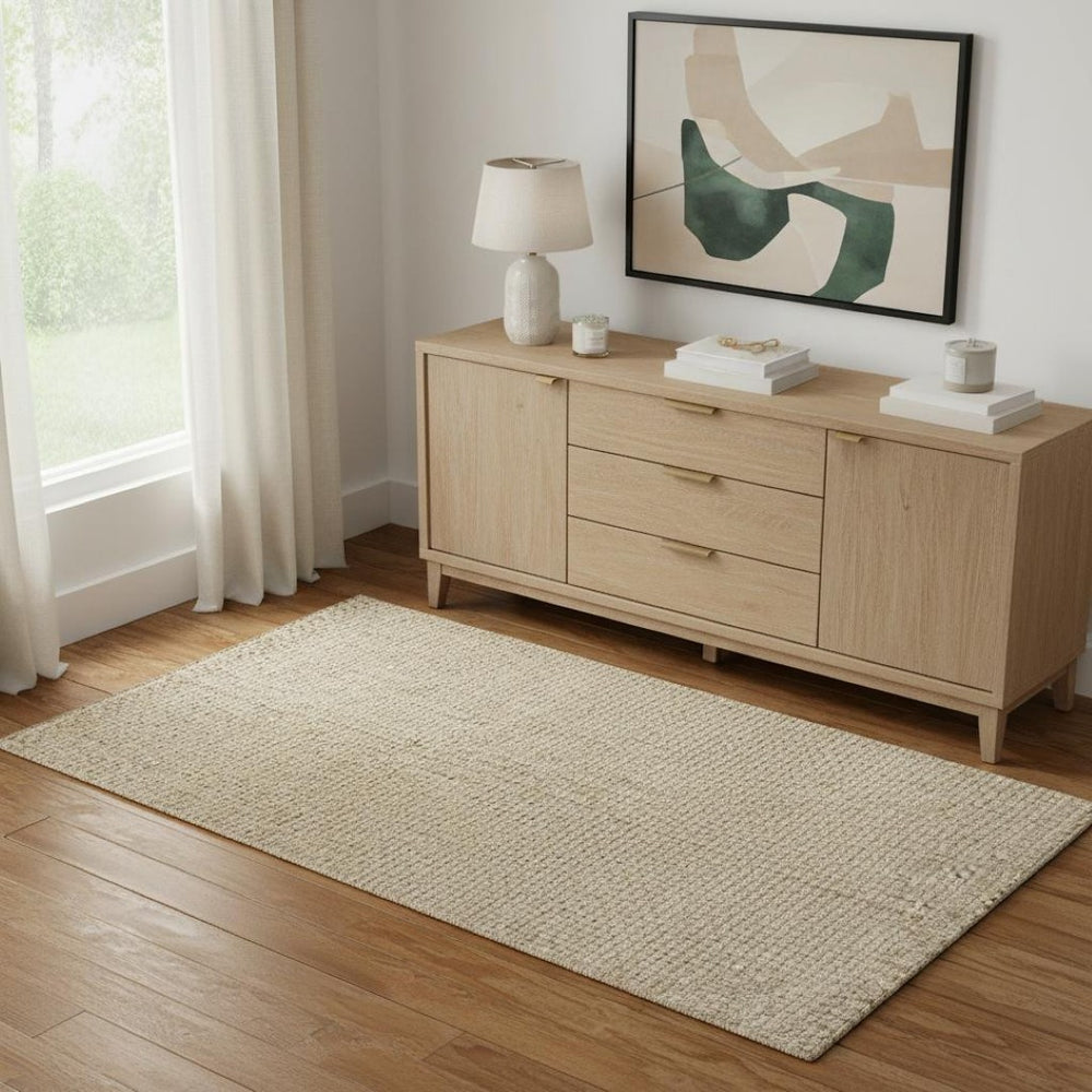 HomeRoots 4' X 6' Ivory Jute Handmade Area Rug - Chic Natural Texture for Coastal, Rustic, and Modern Homes 684859