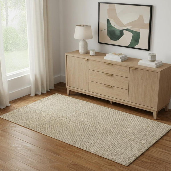 HomeRoots 4' X 6' Ivory Jute Handmade Area Rug - Chic Natural Texture for Coastal, Rustic, and Modern Homes 684859