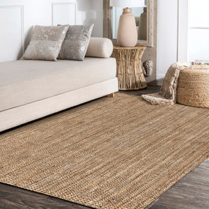 HomeRoots 12' X 18' Natural Jute Handmade Area Rug - Eco-Friendly, Textured Elegance for Large Living Spaces 684865
