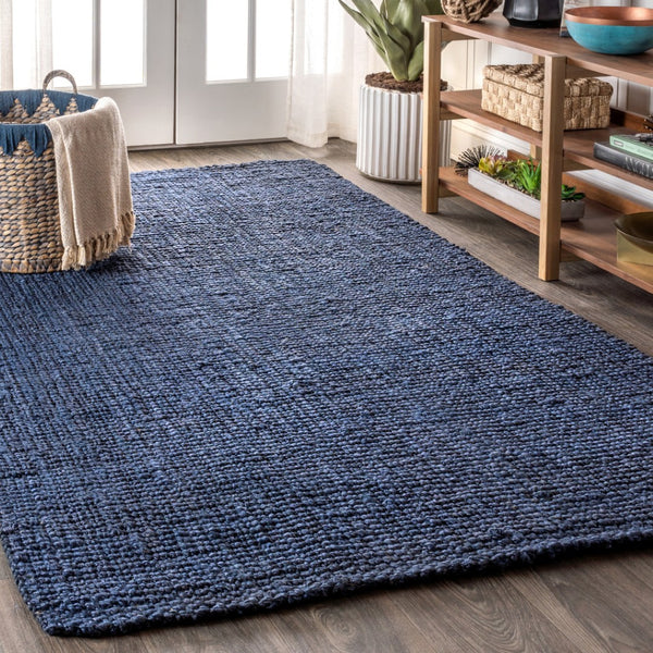 HomeRoots 10' Navy Blue Jute Handmade Area Rug - Durable, Textured, and Stylish for Modern Living Spaces 684880