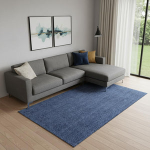 HomeRoots 12' Navy Blue Jute Handmade Area Rug - Eco-Friendly, Durable, Elegant Design for Large Spaces 684882