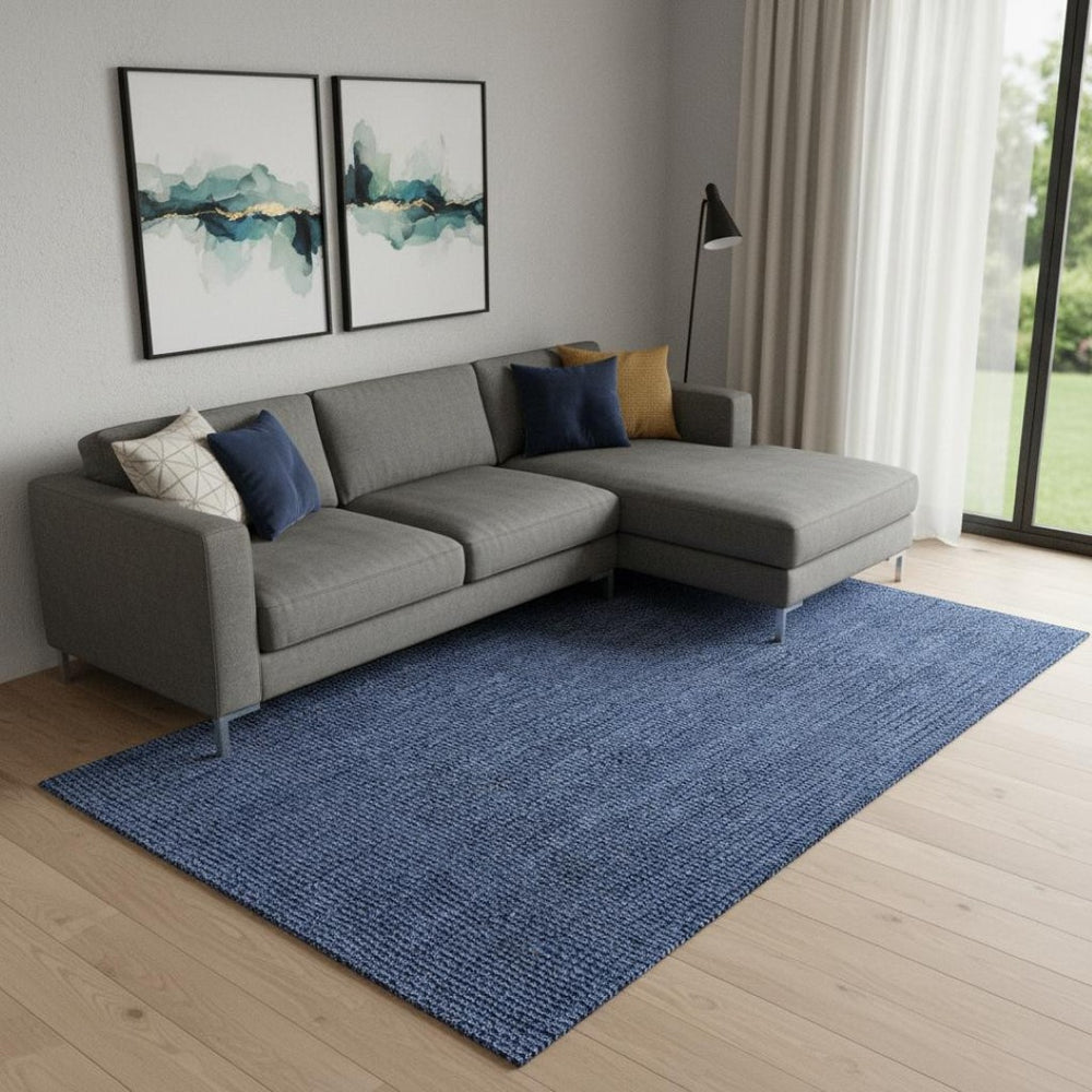 HomeRoots 12' X 18' Navy Blue Jute Handmade Area Rug – Luxurious Natural Fiber for Stylish Living Spaces 684883