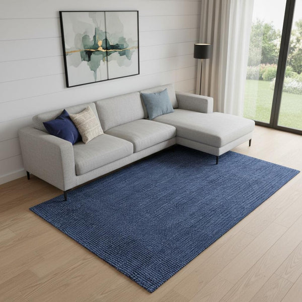 HomeRoots 6' X 9' Navy Blue Jute Area Rug - Handcrafted, Eco-Friendly, Durable, Perfect for Modern Interiors! 684884