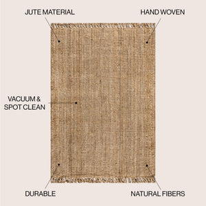 HomeRoots 12' X 15' Natural Jute Handmade Area Rug – Elegant Fringe, Eco-Friendly, Perfect for Any Decor Style 684888