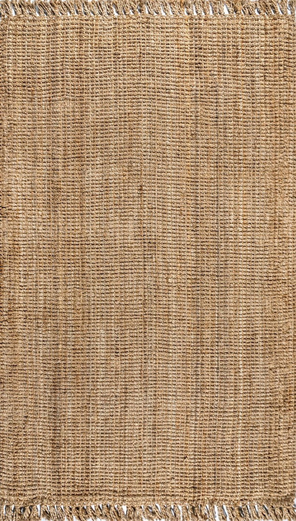 HomeRoots 12' X 15' Natural Jute Handmade Area Rug – Elegant Fringe, Eco-Friendly, Perfect for Any Decor Style 684888