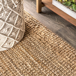 HomeRoots 12' X 15' Natural Jute Handmade Area Rug – Elegant Fringe, Eco-Friendly, Perfect for Any Decor Style 684888