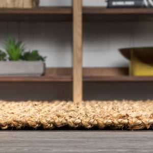 HomeRoots 12' X 15' Natural Jute Handmade Area Rug – Elegant Fringe, Eco-Friendly, Perfect for Any Decor Style 684888
