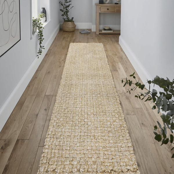 HomeRoots 8' Ivory Jute Handmade Runner Rug - Elegant Natural Texture for Hallways, Entryways & Kitchens 684899