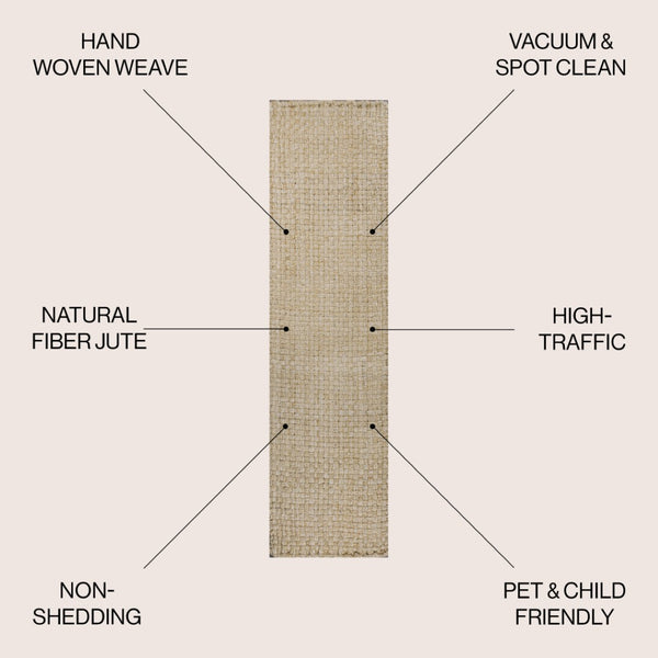 HomeRoots 8' Ivory Jute Handmade Runner Rug - Elegant Natural Texture for Hallways, Entryways & Kitchens 684899