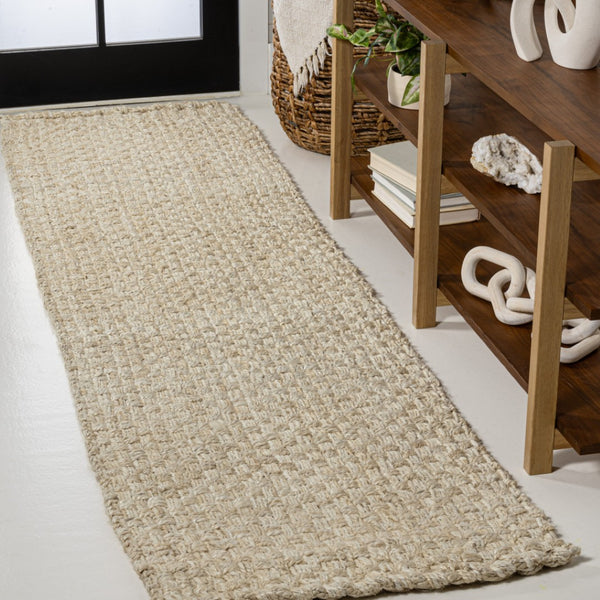HomeRoots 8' Ivory Jute Handmade Runner Rug - Elegant Natural Texture for Hallways, Entryways & Kitchens 684899