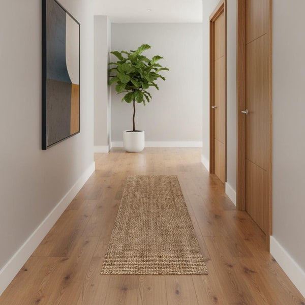 HomeRoots 18' Natural Jute Handmade Runner Rug – Eco-Friendly, Durable, and Perfect for Hallways and Entryways 684904
