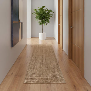 HomeRoots 20' Natural Jute Handmade Runner Rug - Elegant, Durable, Low-Maintenance Solution for Hallways & More 684905