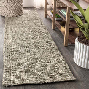 HomeRoots 14' Gray Jute Handmade Runner Rug - Eco-Friendly, Textured, Durable Design for Hallways & Entryways 684914