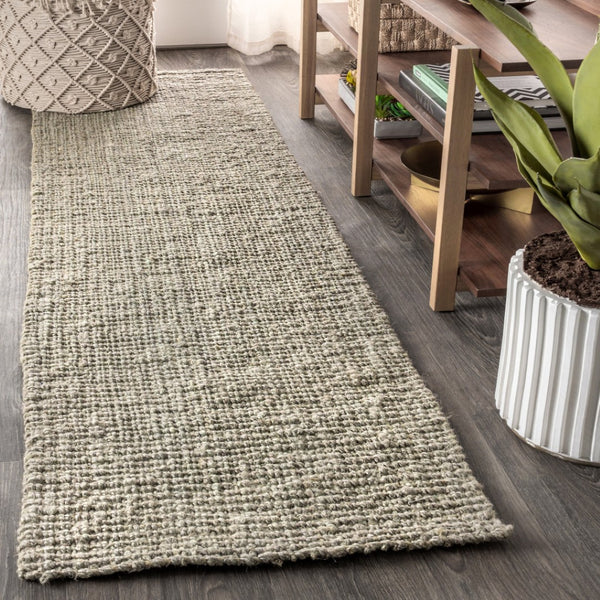 HomeRoots 14' Gray Jute Handmade Runner Rug - Eco-Friendly, Textured, Durable Design for Hallways & Entryways 684914