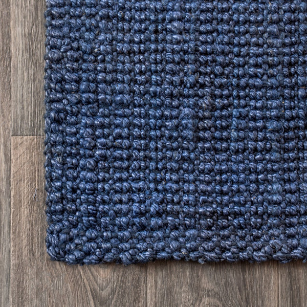 HomeRoots 12' Navy Blue Jute Handmade Runner Rug – Eco-Friendly, Durable, and Stylish for Hallways & Entryways 684919