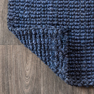 HomeRoots 12' Navy Blue Jute Handmade Runner Rug – Eco-Friendly, Durable, and Stylish for Hallways & Entryways 684919