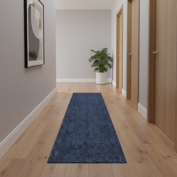 HomeRoots 16' Navy Blue Jute Runner Rug - Handmade, Eco-Friendly, Durable, Perfect for Hallways & Kitchens 684921
