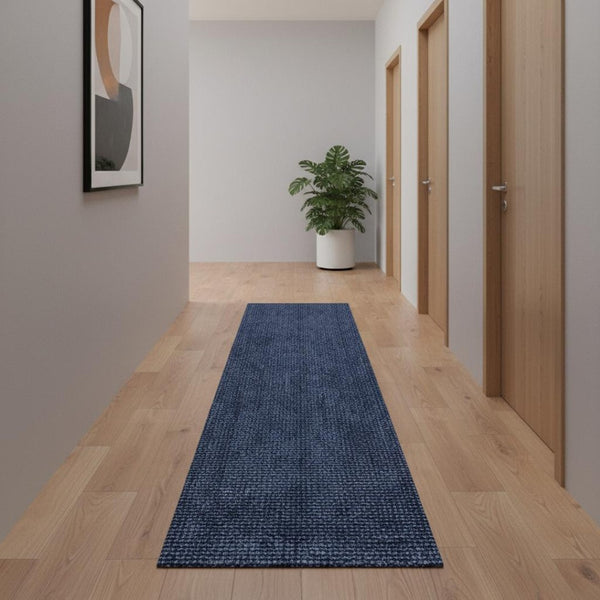 HomeRoots 18' Navy Blue Jute Runner Rug - Handmade, Eco-Friendly, Durable, Perfect for Hallways & Entryways! 684922