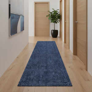 HomeRoots 20' Navy Blue Jute Handmade Runner Rug - Durable, Stylish Accent for Hallways and Narrow Spaces 684923
