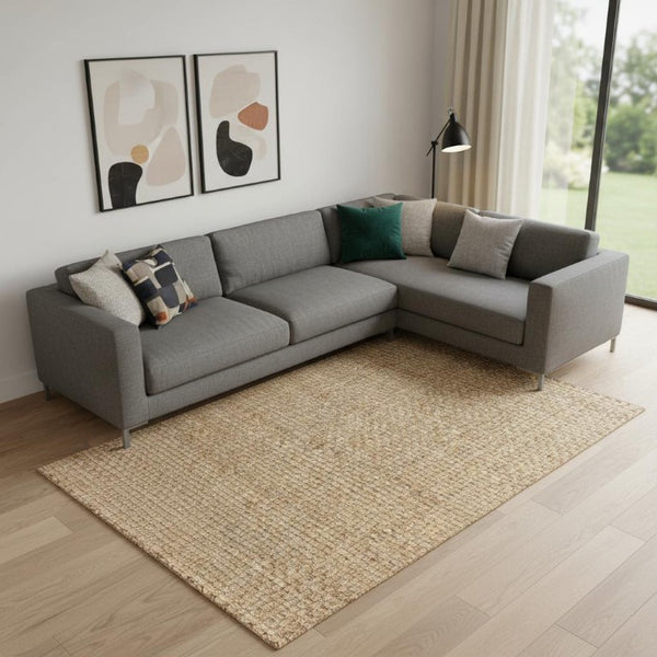 Handwoven Natural Jute Area Rug Eco Friendly Organic Texture for Modern Living Spaces
