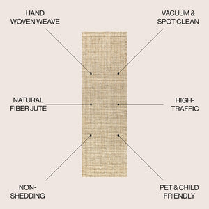 HomeRoots 10' Ivory Jute Handmade Runner Rug - Durable, Eco-Friendly, Elegant Design for Hallways & Kitchens 684936