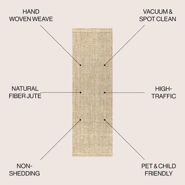 HomeRoots 10' Ivory Jute Handmade Runner Rug - Durable, Eco-Friendly, Elegant Design for Hallways & Kitchens 684936